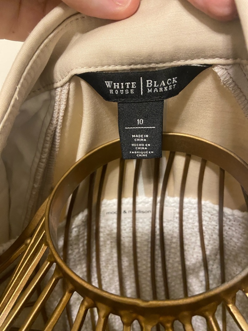 White House Black Market Beige Belted jacket - Picture 3 of 4